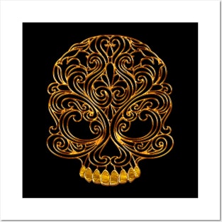 golden skull Posters and Art